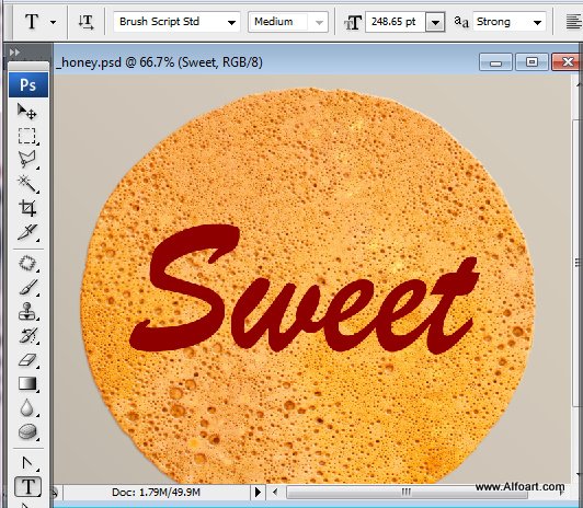 Honey leaking effect on the delicious pancake. Honey, sweet text effect, honey drops, realistic honey effect liquid honey, thin russian pancake.